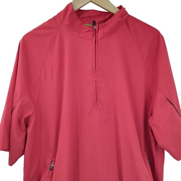 Adidas ClimaProof Short Sleeve Pullover Windbreaker Shirt Jacket Size L Red - Picture 6 of 11